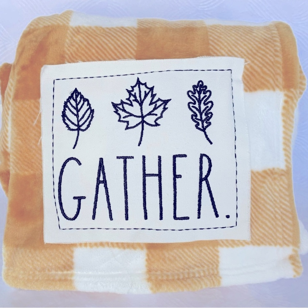 Rae Dunn Autumn Thanksgiving GATHER Throw Blanket